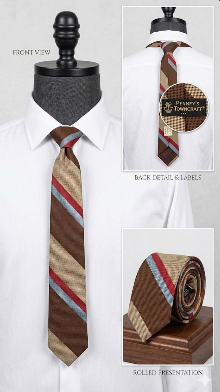 Vintage Pennys Towncraft Tricolor Stripe Tie